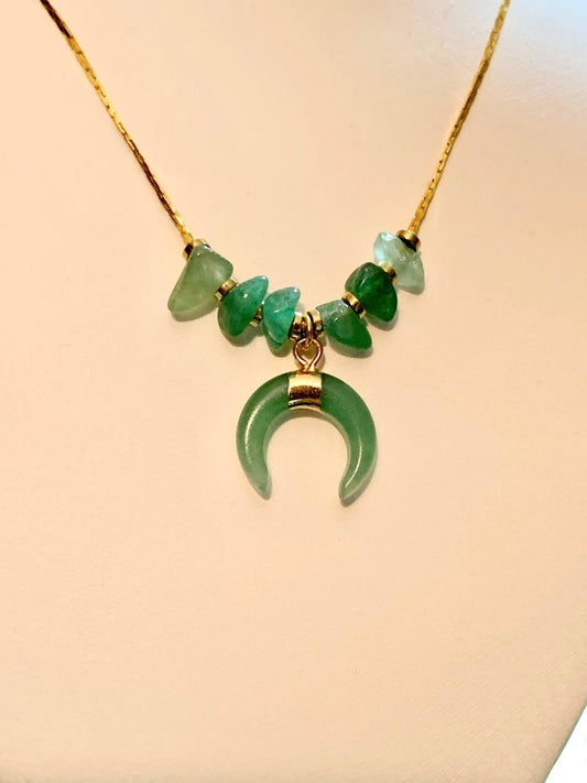 🔴SOLD🔴 Arika Handmade Green Aventurine Moon Pendant Necklace - Born Mystics