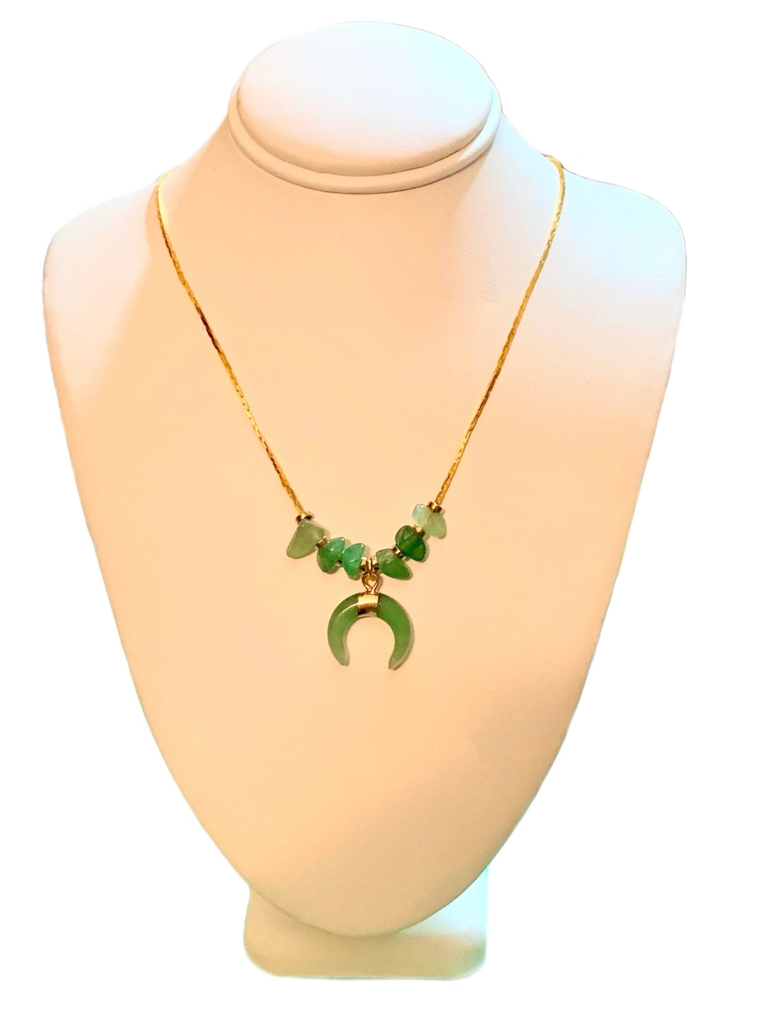 🔴SOLD🔴 Arika Handmade Green Aventurine Moon Pendant Necklace - Born Mystics