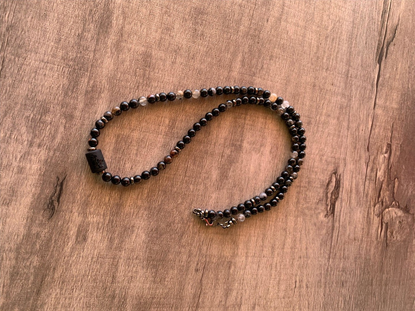 🔴SOLD🔴 Benjamin Handmade Black Tourmaline and Black Onyx Sagittarius Pendant 25" Necklace - Born Mystics