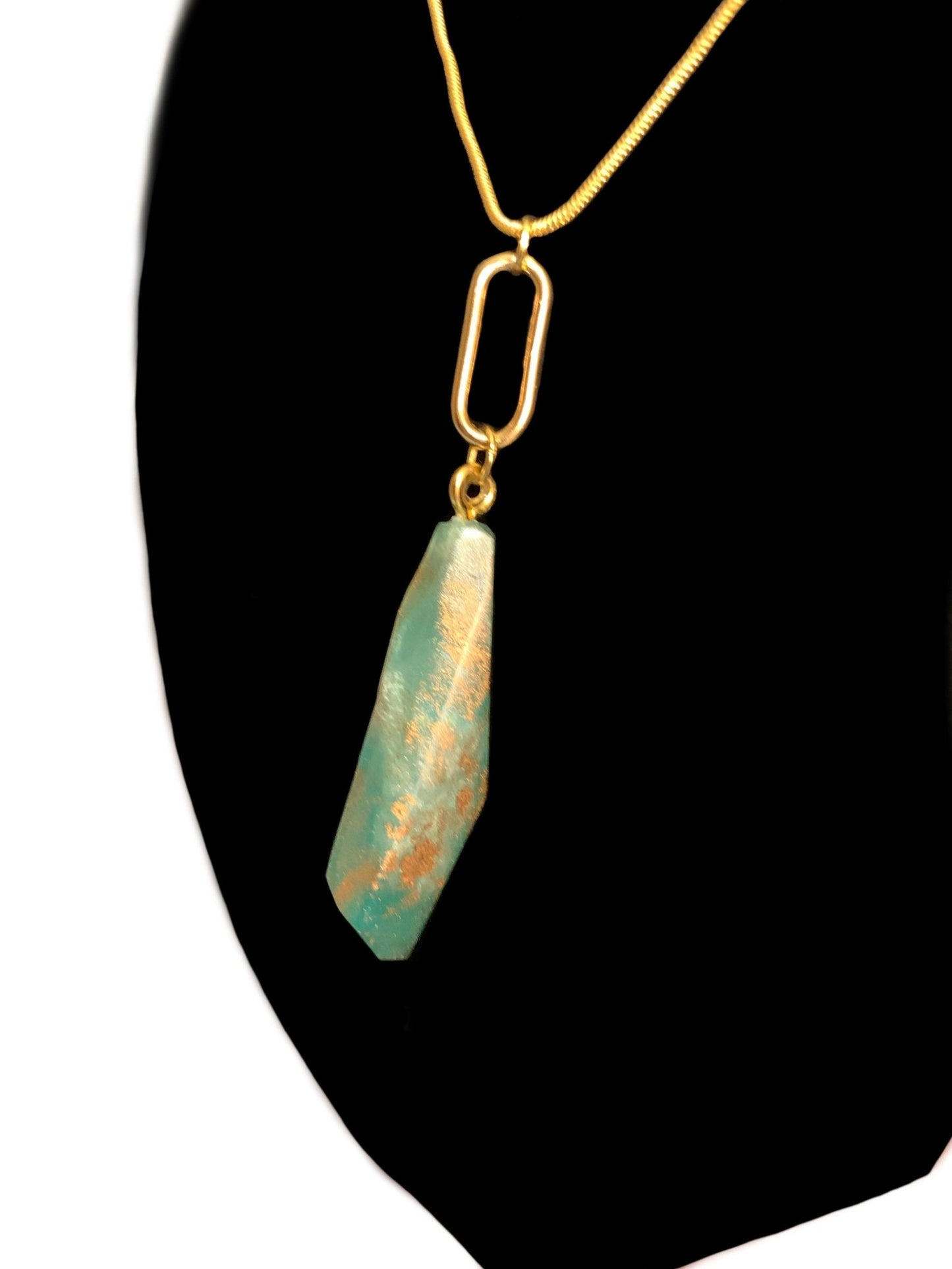 🔴SOLD🔴 Caribbean Sea Handmade Resin Crystal Pendant on Gold Plated Chain - Born Mystics