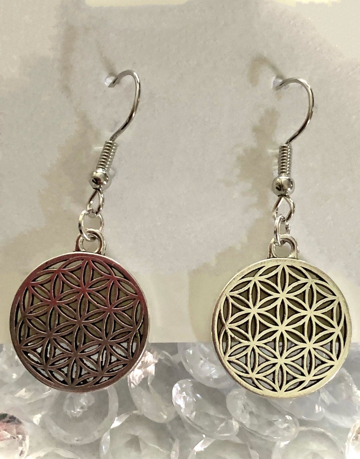 🔴SOLD🔴 Flower of Life Silver Plated Earrings - Born Mystics