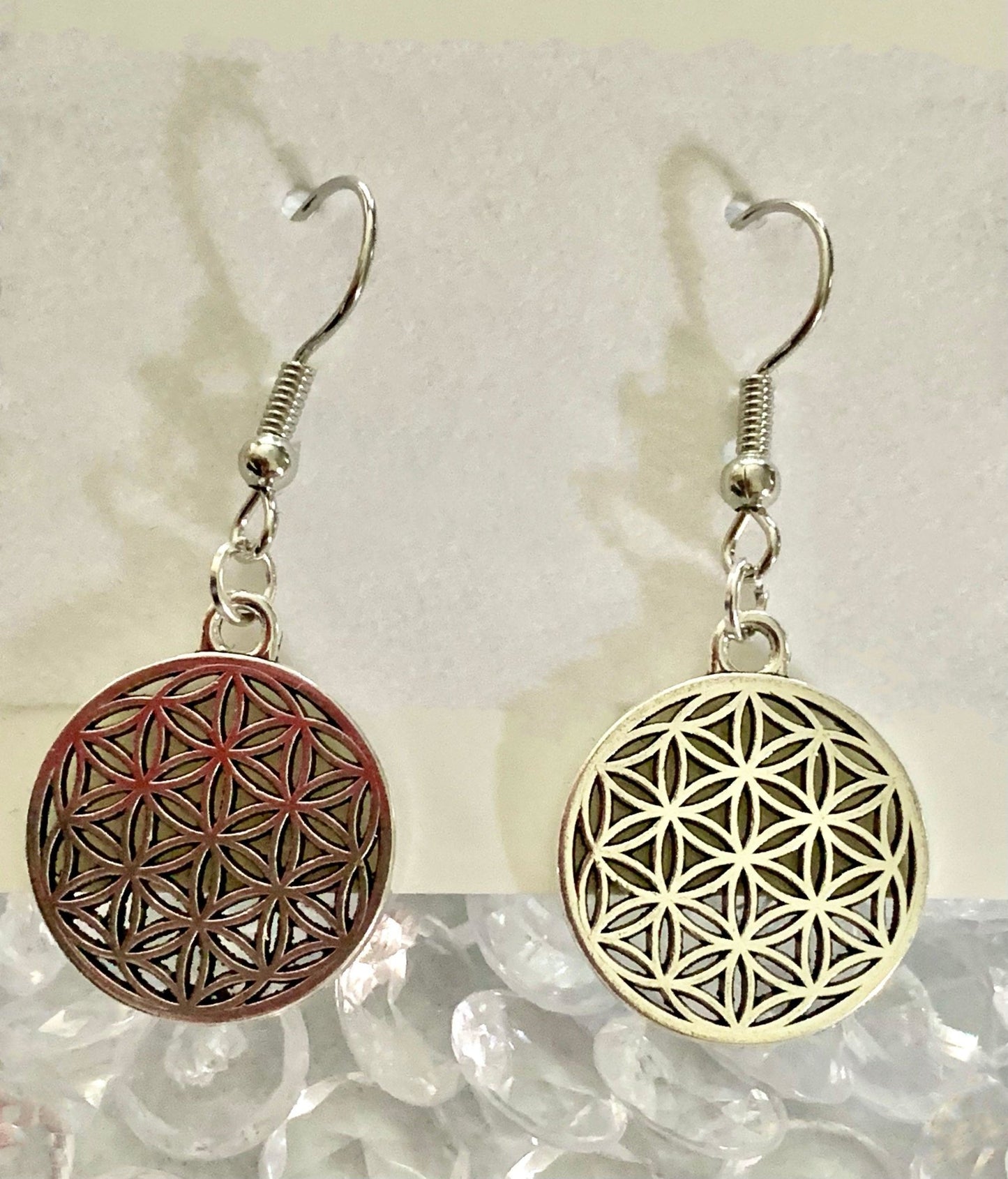 🔴SOLD🔴 Flower of Life Silver Plated Earrings - Born Mystics