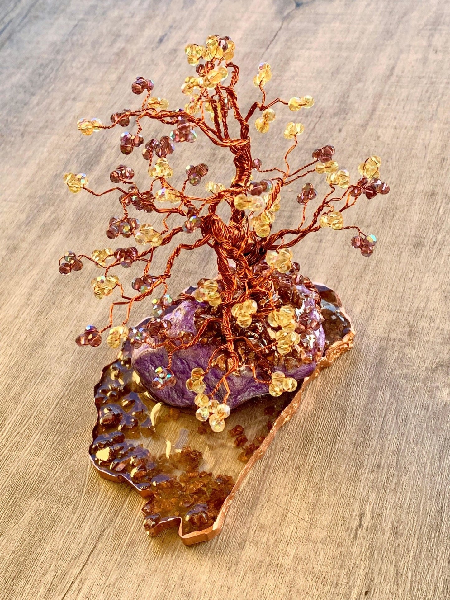 🔴SOLD🔴 Handmade Austrian Crystal, Resin, and Stone Beaded Tree Sculpture - Born Mystics