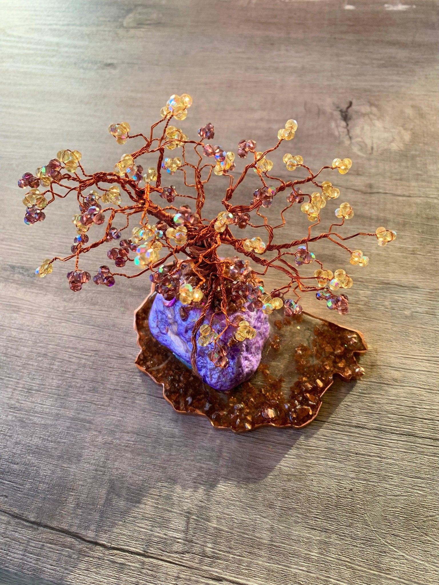 🔴SOLD🔴 Handmade Austrian Crystal, Resin, and Stone Beaded Tree Sculpture - Born Mystics