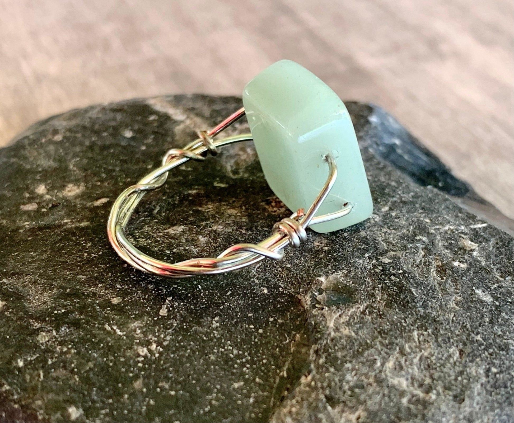 🔴SOLD🔴 Handmade Authentic Jade Wire Wrapped Ring - Born Mystics