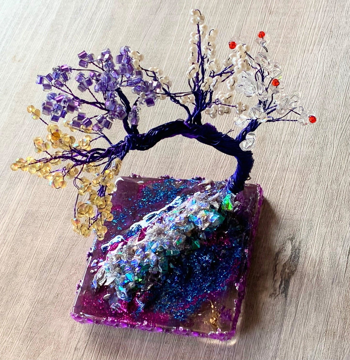 🔴SOLD🔴 Handmade Beaded and Resin Tree Sculpture - Born Mystics