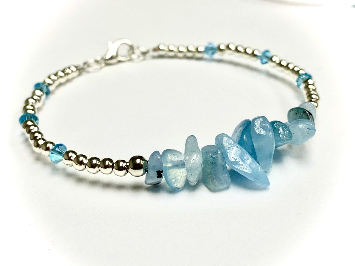 🔴SOLD🔴 Josephina- Handmade Authentic Aquamarine and Swarovski Crystal Bracelet - Born Mystics
