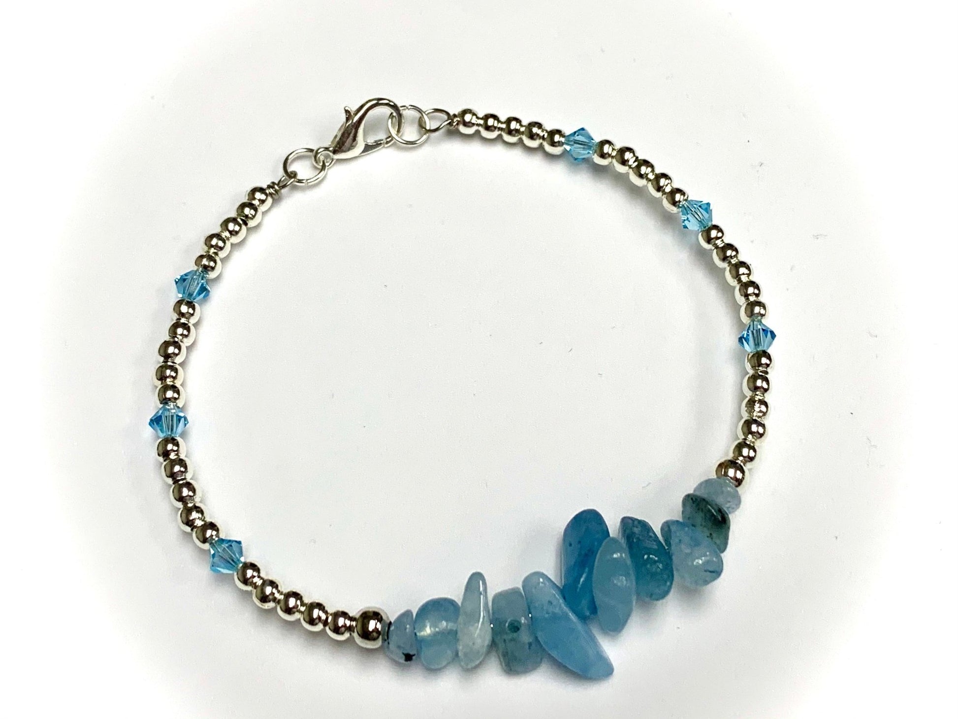 🔴SOLD🔴 Josephina- Handmade Authentic Aquamarine and Swarovski Crystal Bracelet - Born Mystics