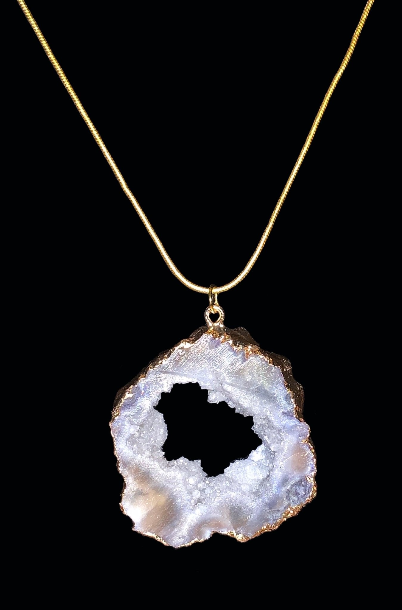 🔴SOLD🔴 Minerva Druzy Pendant Necklace on Gold Plated Snake Chain - Born Mystics