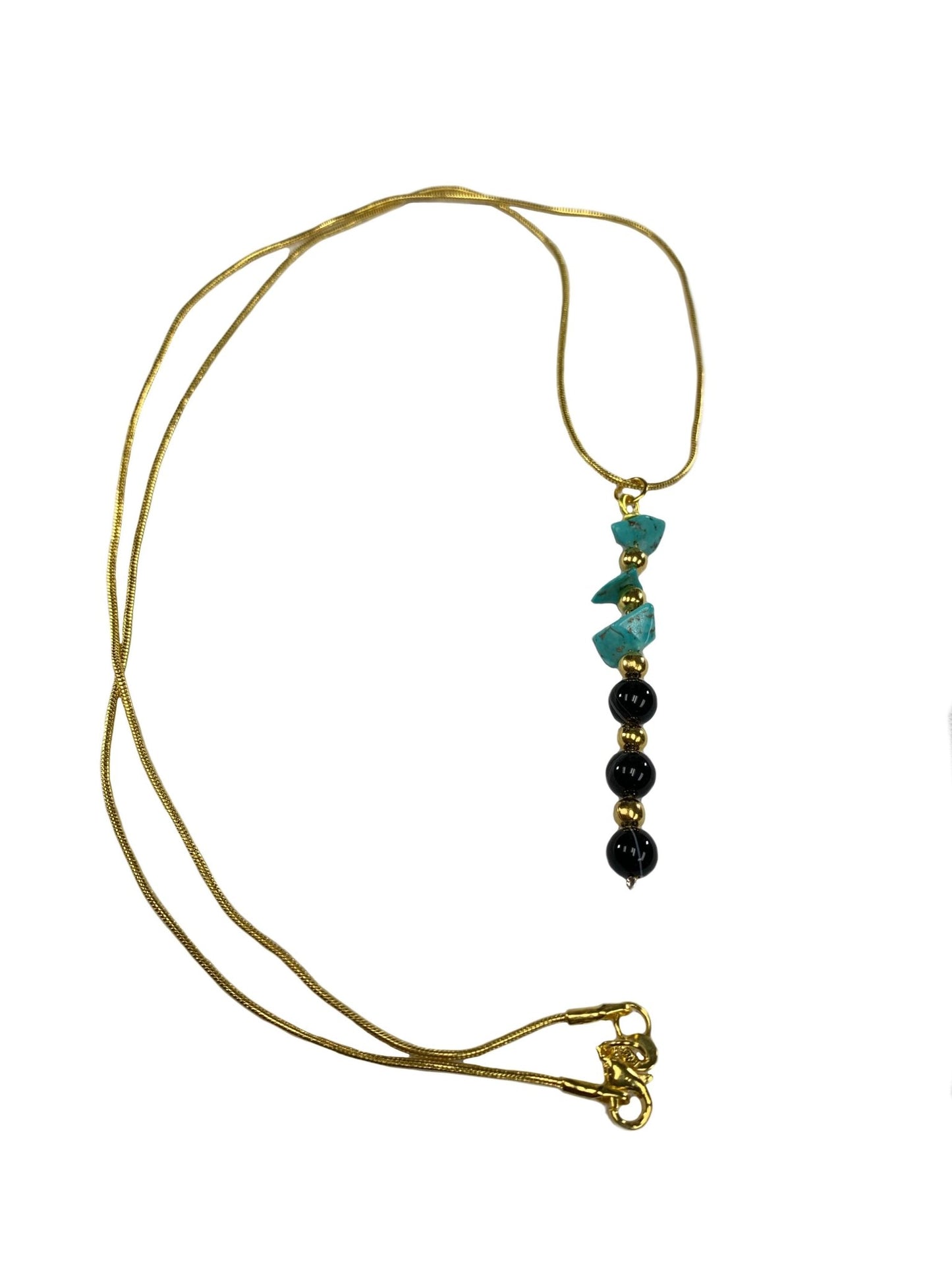 🔴SOLD🔴 Monica Handmade Genuine Turquoise and Onyx Pendant Necklace - Born Mystics