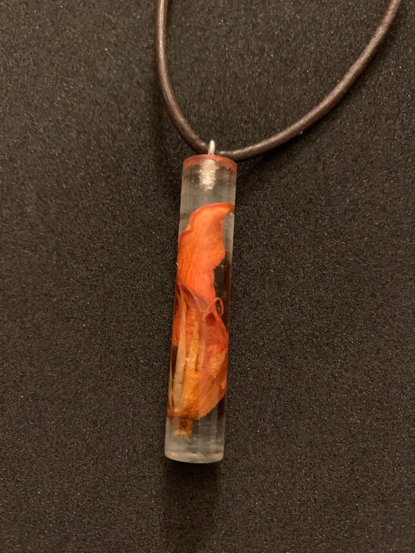 🔴SOLD🔴 Orange Lily Resin Pendant Necklace - Born Mystics