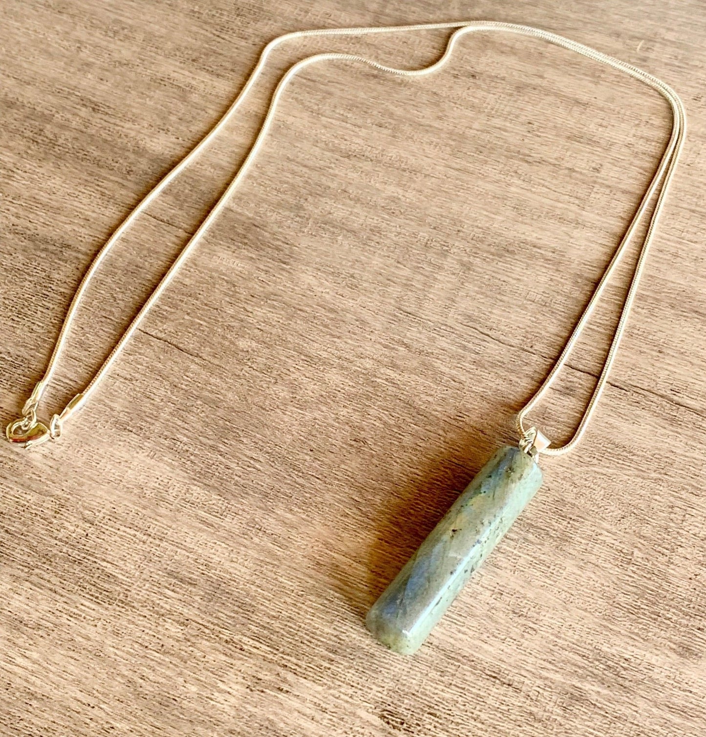 🔴SOLD🔴 Ridge Handcrafted Cylinder Labradorite Pendant on Silver Plated Snake Chain - Born Mystics
