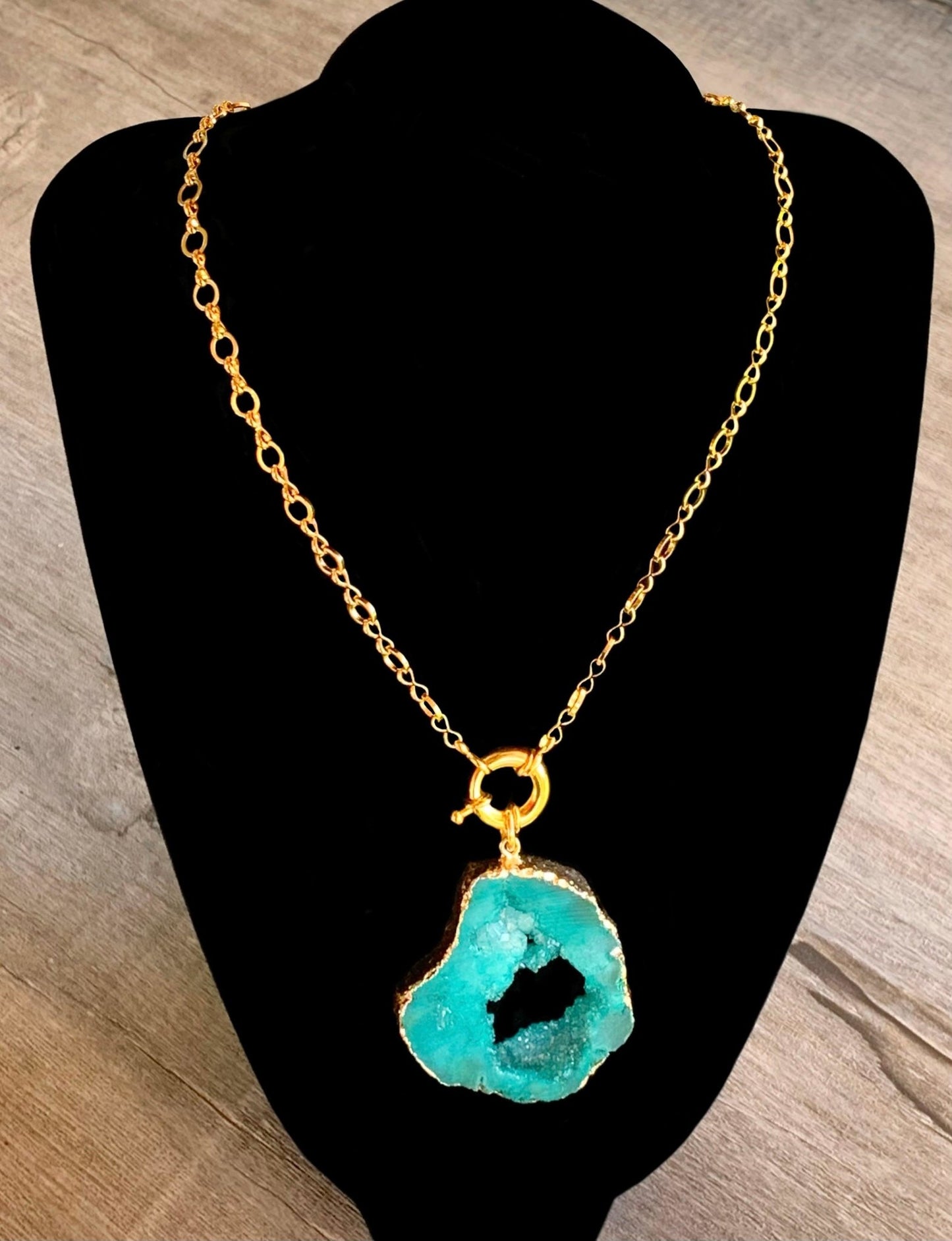 🔴SOLD🔴 Samia Handmade Druzy On A 26" Gold Plated Circle Necklace - Born Mystics