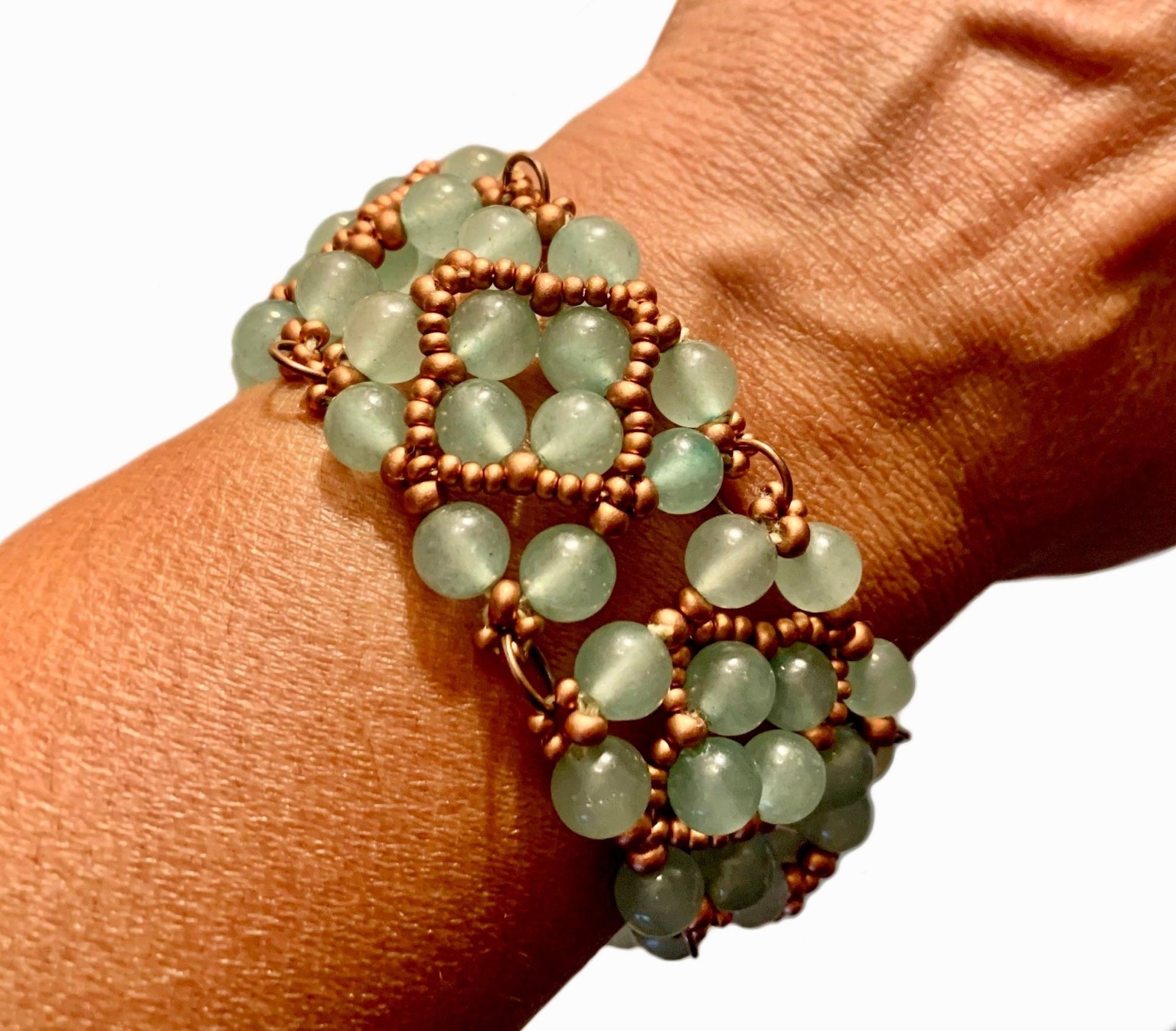🔴SOLD🔴 Valentina Handmade Green Aventurine Delicate Cuff Style Bracelet - Born Mystics