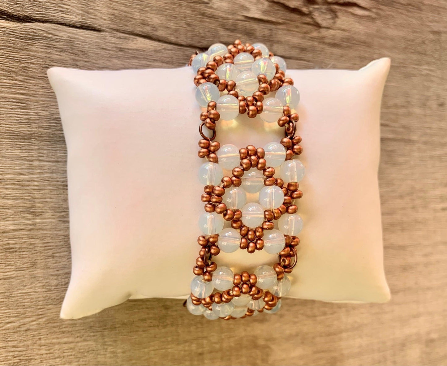 Speranza Handcrafted Opal and Seed Bead Delicate Cuff Bracelet - Born Mystics