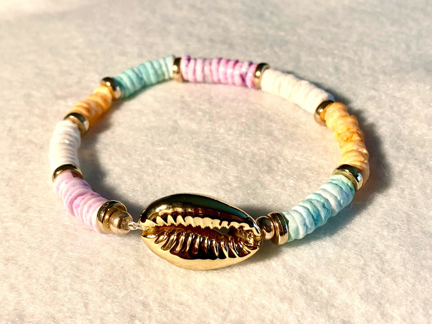 Trisha Handmade Heishi Style Shell (Dyed) Expandable Bracelet/ Anklet - Born Mystics