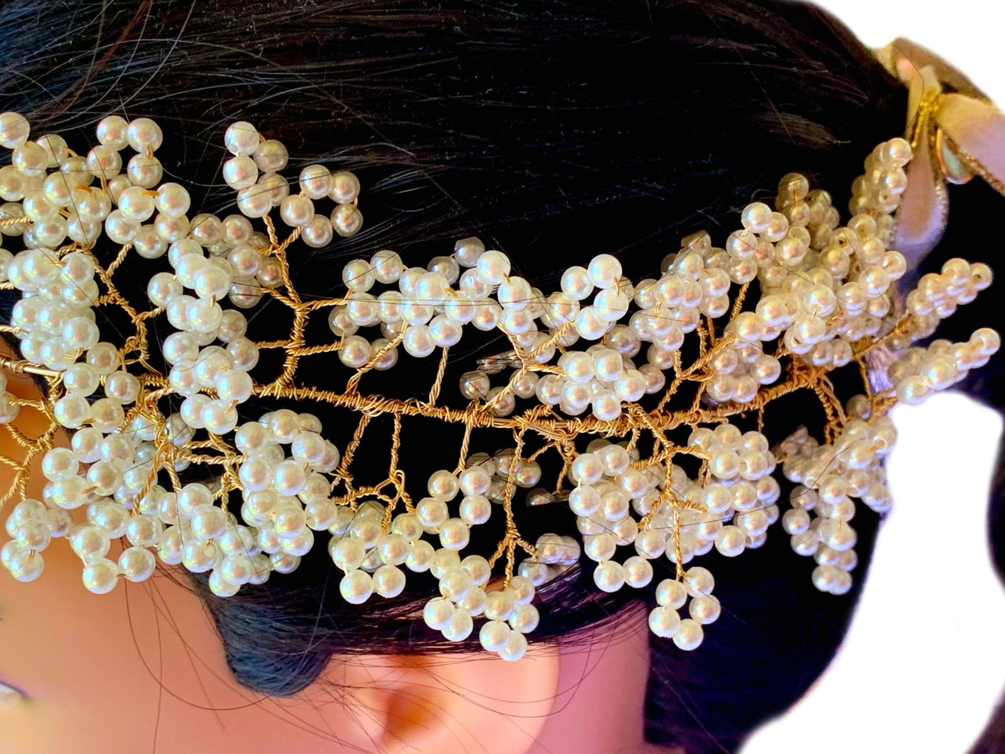 Tytania Handmade Delicate Off White Faux Pearl Bridal/ Bridesmaid Headpiece - Born Mystics