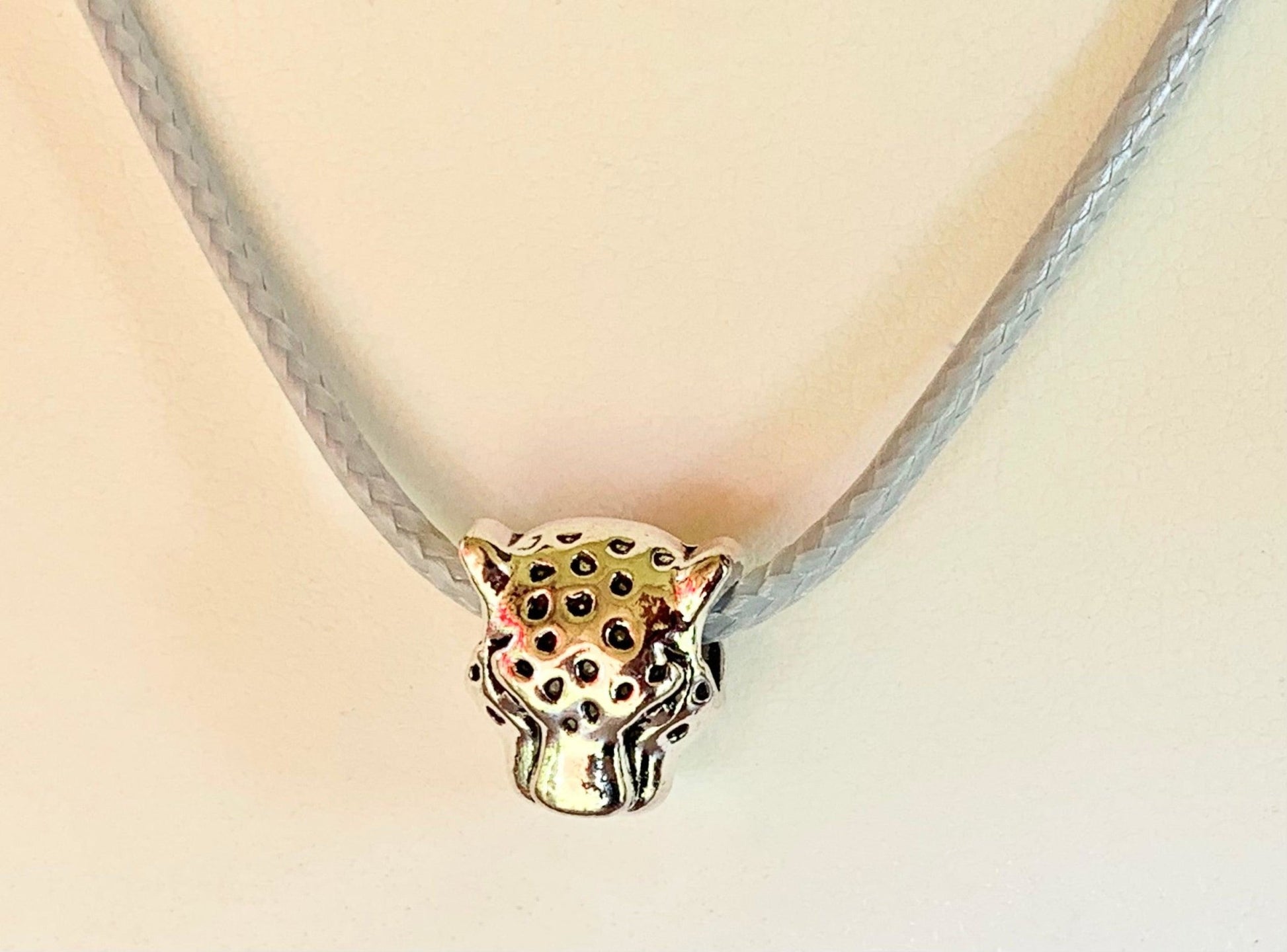 Unisex Handmade Leopard on Faux Leather Cord Necklace - Born Mystics