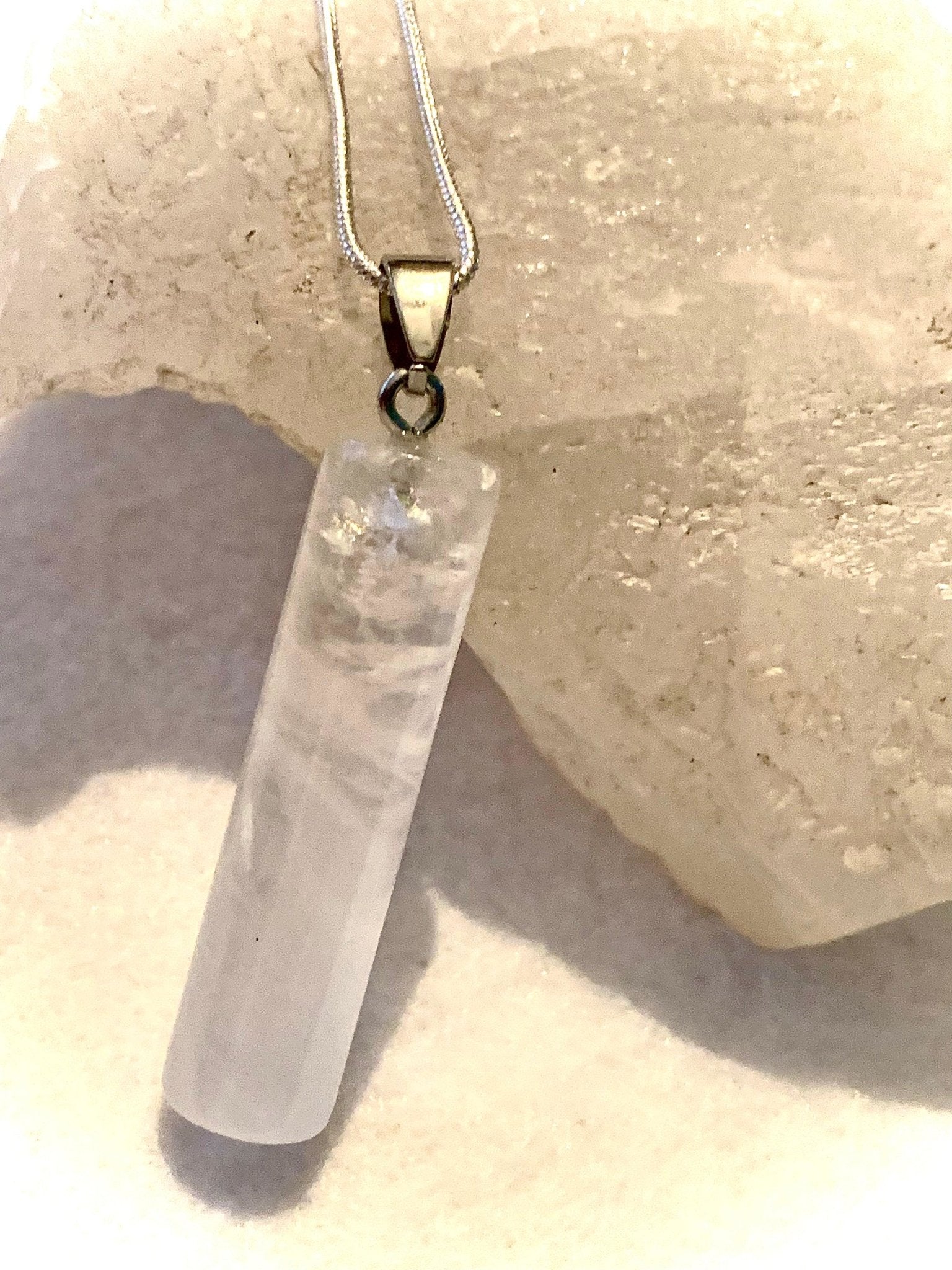 Uzzi Genuine Clear Quartz Pendant Necklace - Born Mystics