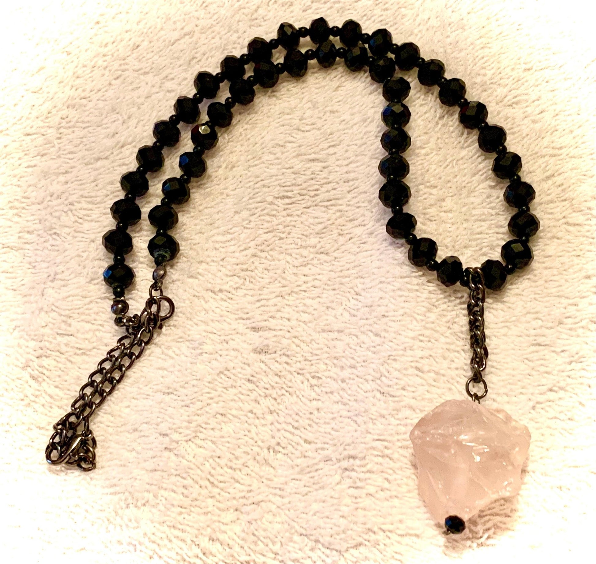 Vida Handmade Beaded Necklace/Choker with a Chunky Genuine Rose Quartz Pendant - Born Mystics