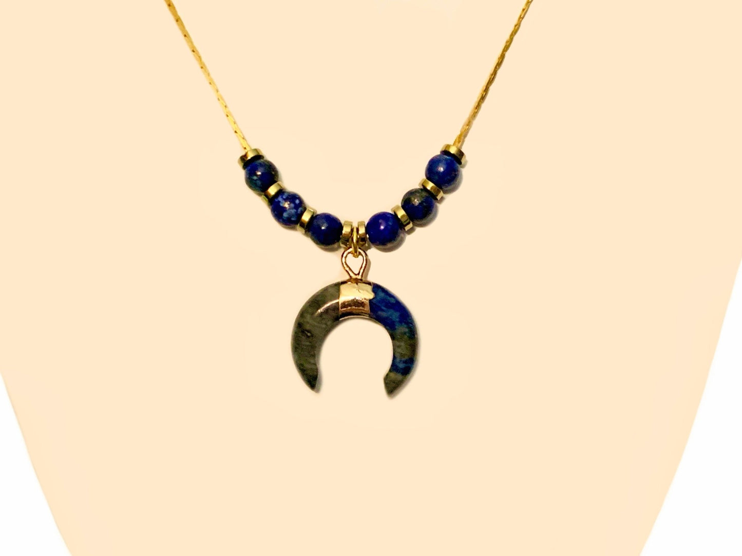 Zira Handmade Lapis Lazuli Moon 16" Necklace/ Choker - Born Mystics