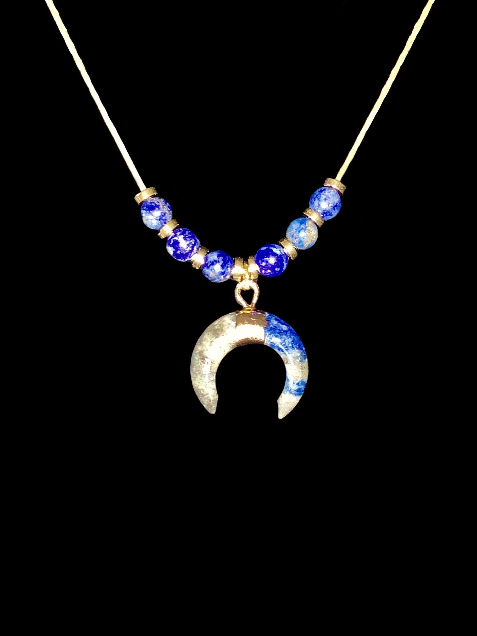 Zira Handmade Lapis Lazuli Moon 16" Necklace/ Choker - Born Mystics