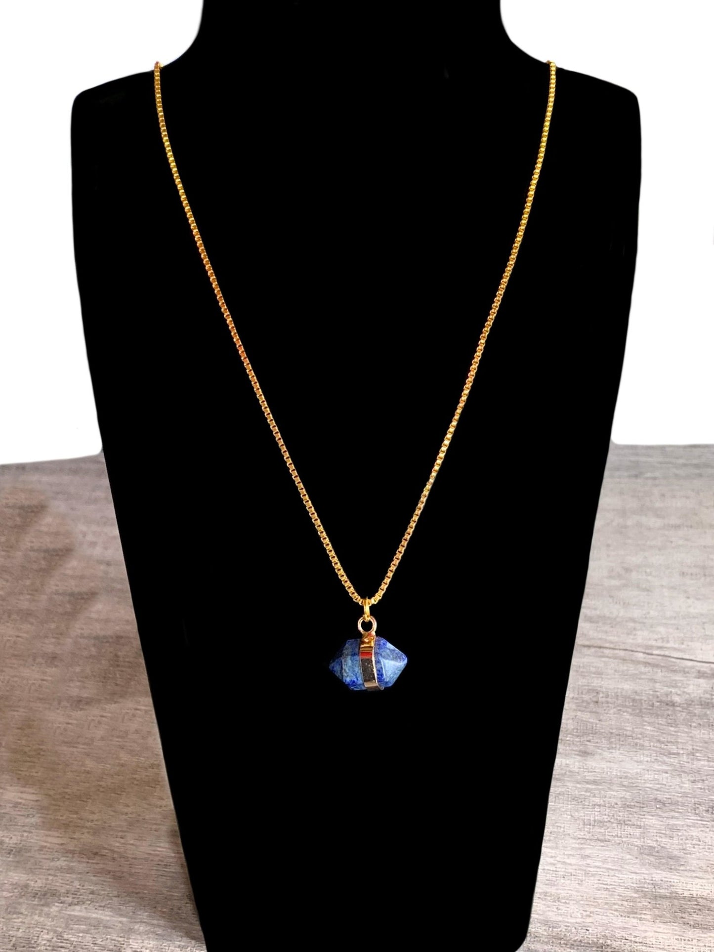 Zulay Handmade Lapis Lazuli Bicone Crystal Pendant on a 20" Necklace - Born Mystics