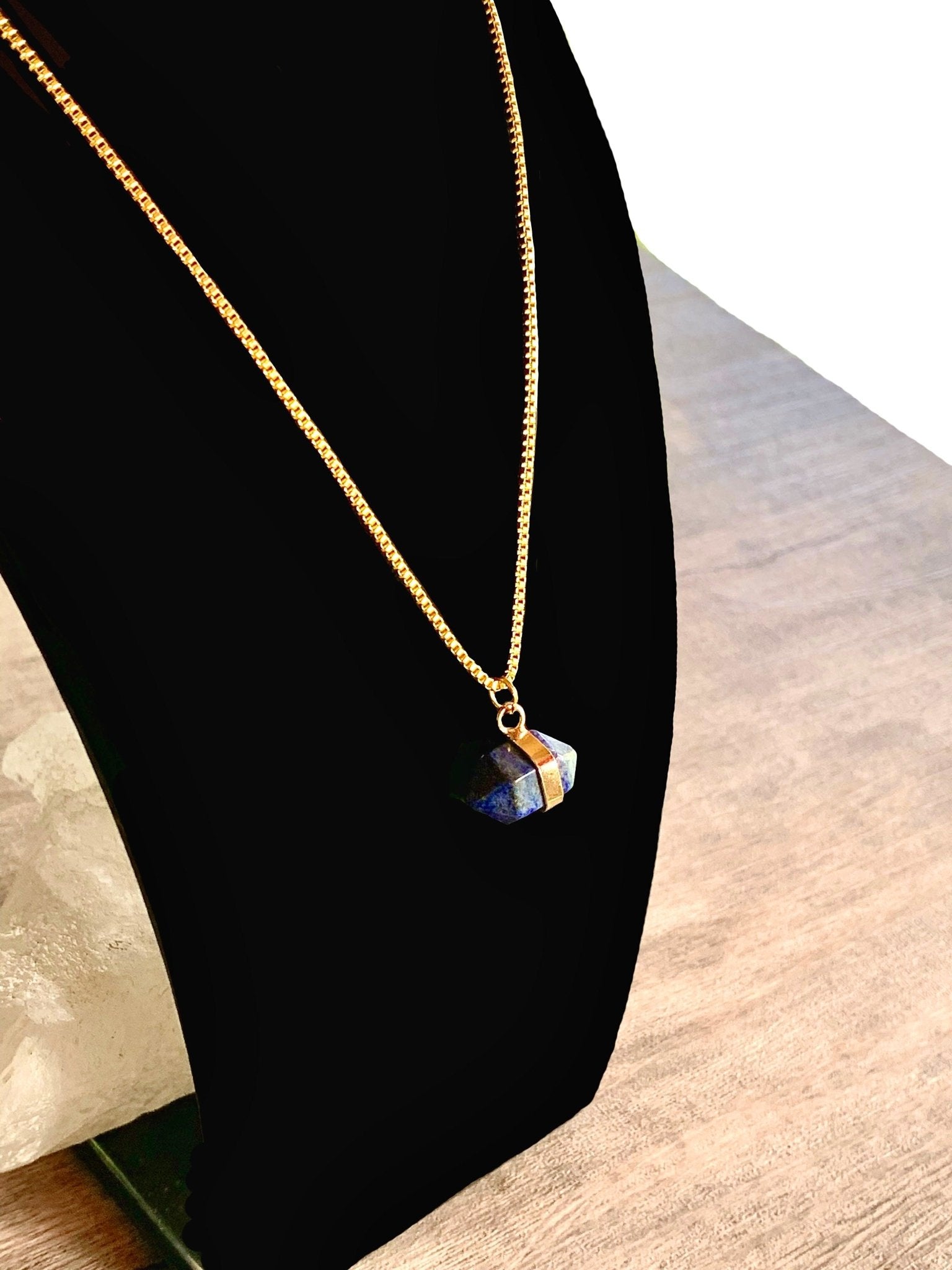 Zulay Handmade Lapis Lazuli Bicone Crystal Pendant on a 20" Necklace - Born Mystics